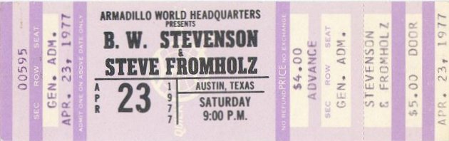 B. W. Stevenson concert ticket